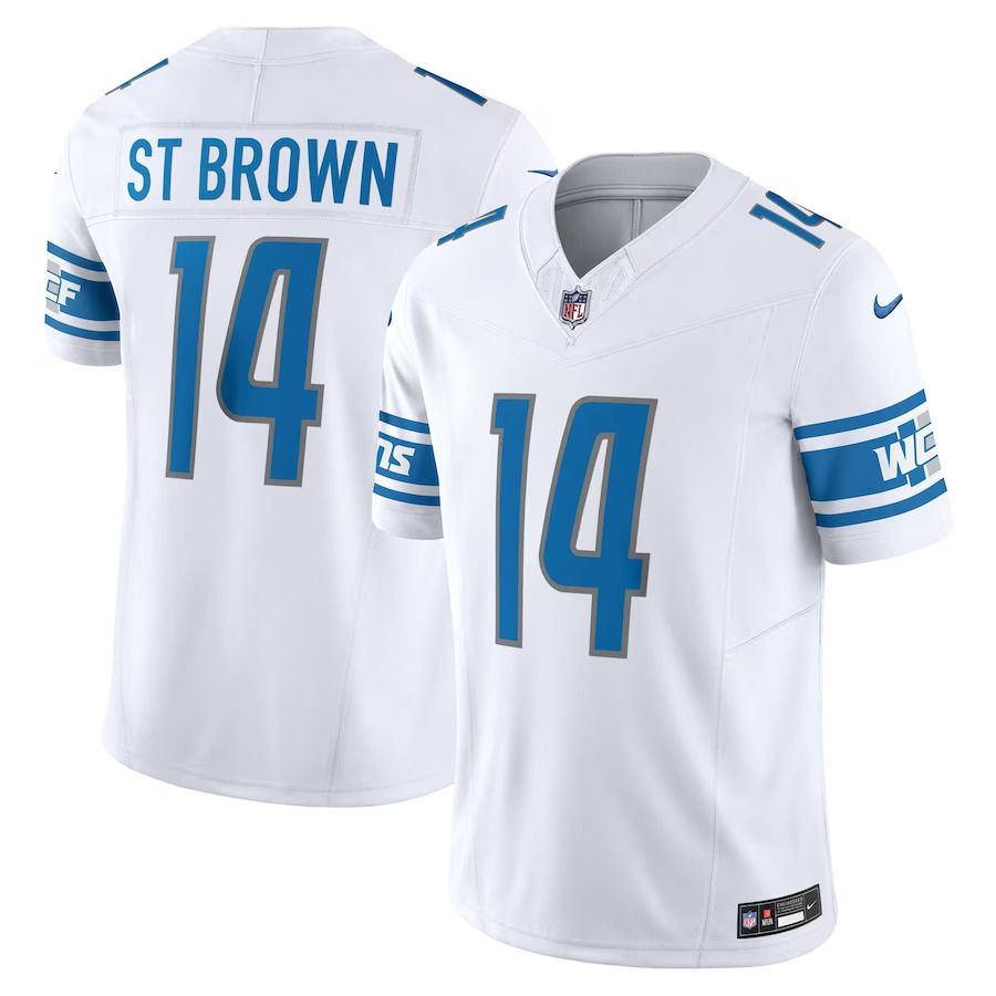 Men Detroit Lions #14 Amon Ra St. Brown Nike White Vapor F.U.S.E. Limited NFL Jersey
